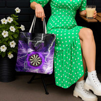 Personalized Purple Lightning Darts Board Tote Bag with Owl Graphic - Wonder Print Shop
