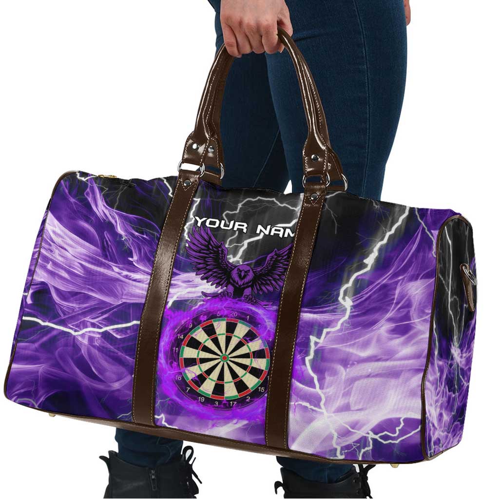 Personalized Purple Lightning Darts Board Travel Bag with Owl Graphic - Wonder Print Shop