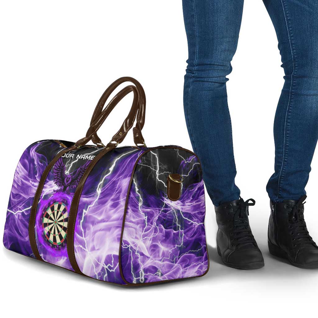 Personalized Purple Lightning Darts Board Travel Bag with Owl Graphic - Wonder Print Shop