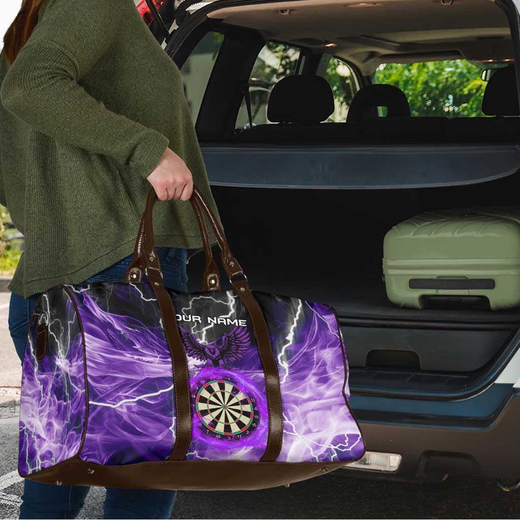 Personalized Purple Lightning Darts Board Travel Bag with Owl Graphic - Wonder Print Shop