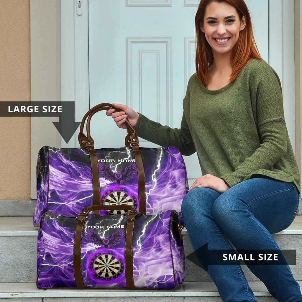 Personalized Purple Lightning Darts Board Travel Bag with Owl Graphic - Wonder Print Shop