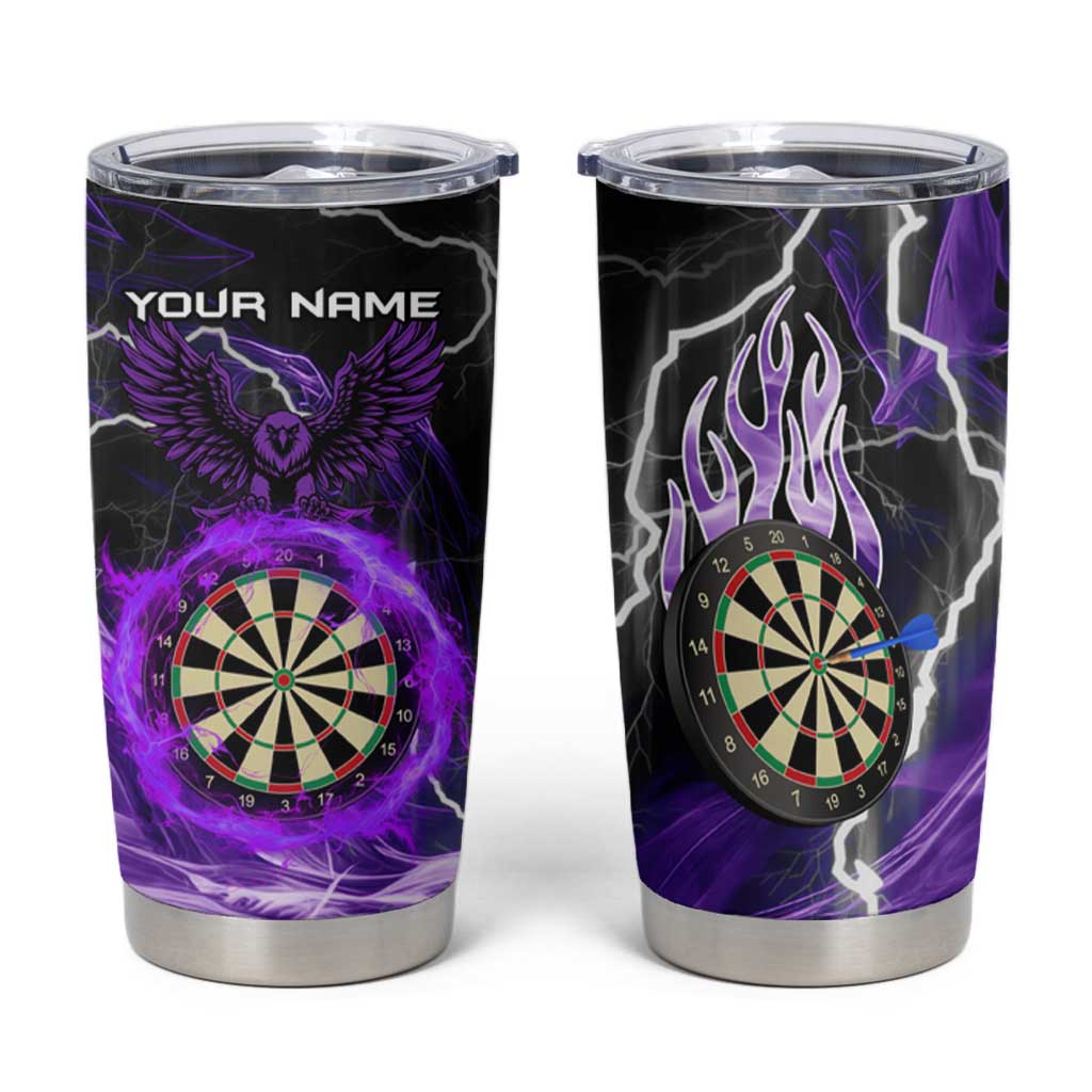 Personalized Purple Lightning Darts Board Tumbler Cup with Owl Graphic - Wonder Print Shop