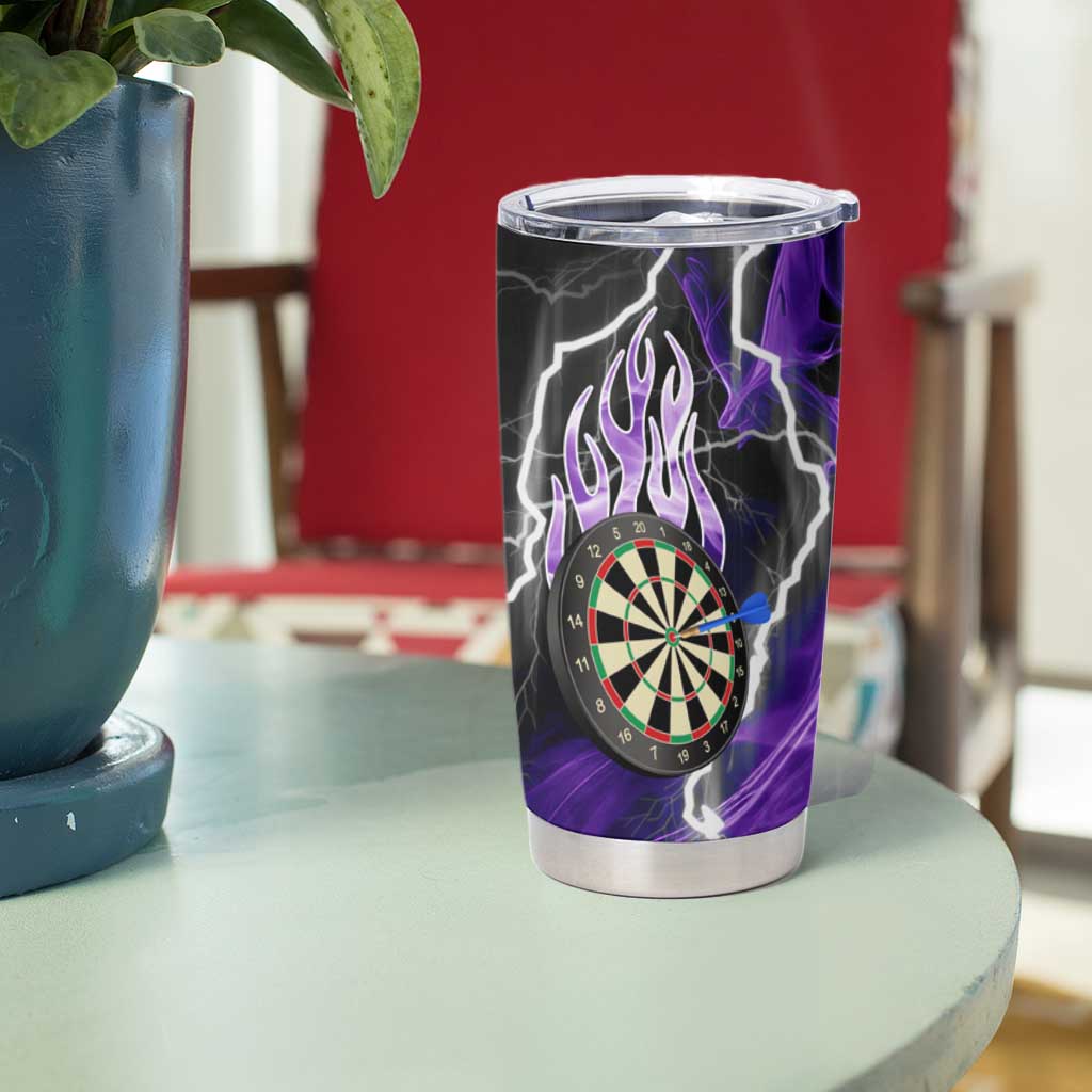 Personalized Purple Lightning Darts Board Tumbler Cup with Owl Graphic - Wonder Print Shop