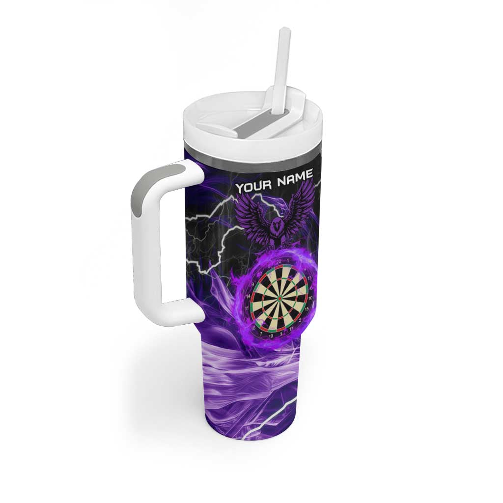 Personalized Purple Lightning Darts Board Tumbler With Handle with Owl Graphic - Wonder Print Shop
