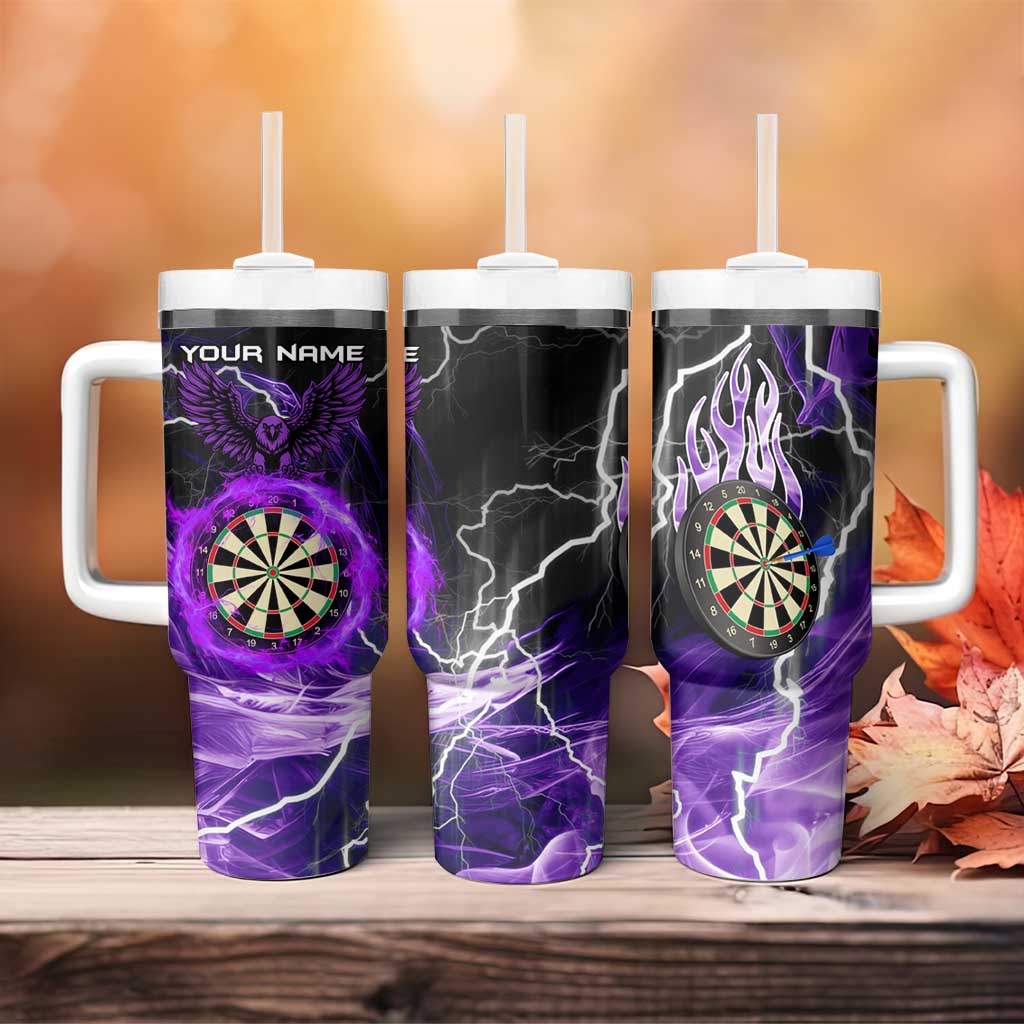 Personalized Purple Lightning Darts Board Tumbler With Handle with Owl Graphic - Wonder Print Shop