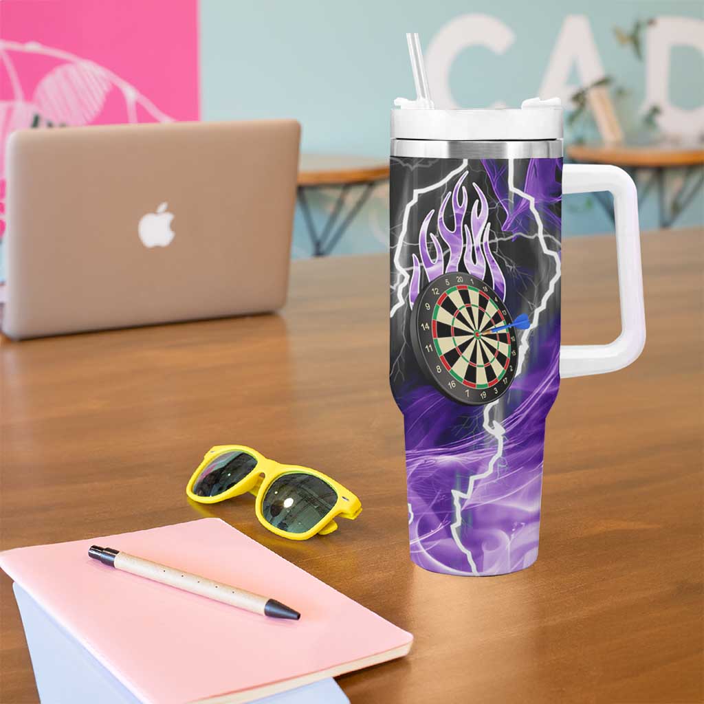 Personalized Purple Lightning Darts Board Tumbler With Handle with Owl Graphic - Wonder Print Shop