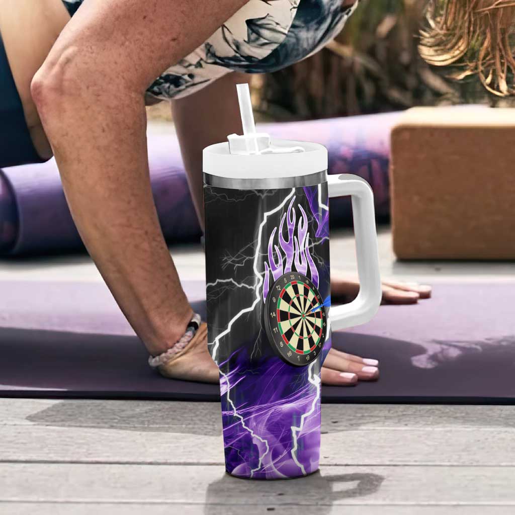 Personalized Purple Lightning Darts Board Tumbler With Handle with Owl Graphic - Wonder Print Shop