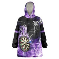 Personalized Purple Lightning Darts Board Wearable Blanket Hoodie with Owl Graphic - Wonder Print Shop