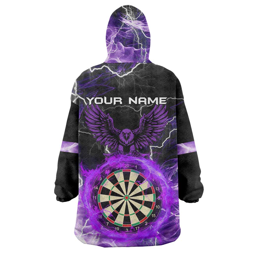 Personalized Purple Lightning Darts Board Wearable Blanket Hoodie with Owl Graphic - Wonder Print Shop