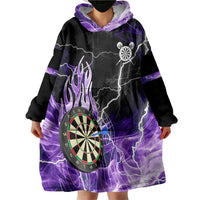 Personalized Purple Lightning Darts Board Wearable Blanket Hoodie with Owl Graphic - Wonder Print Shop