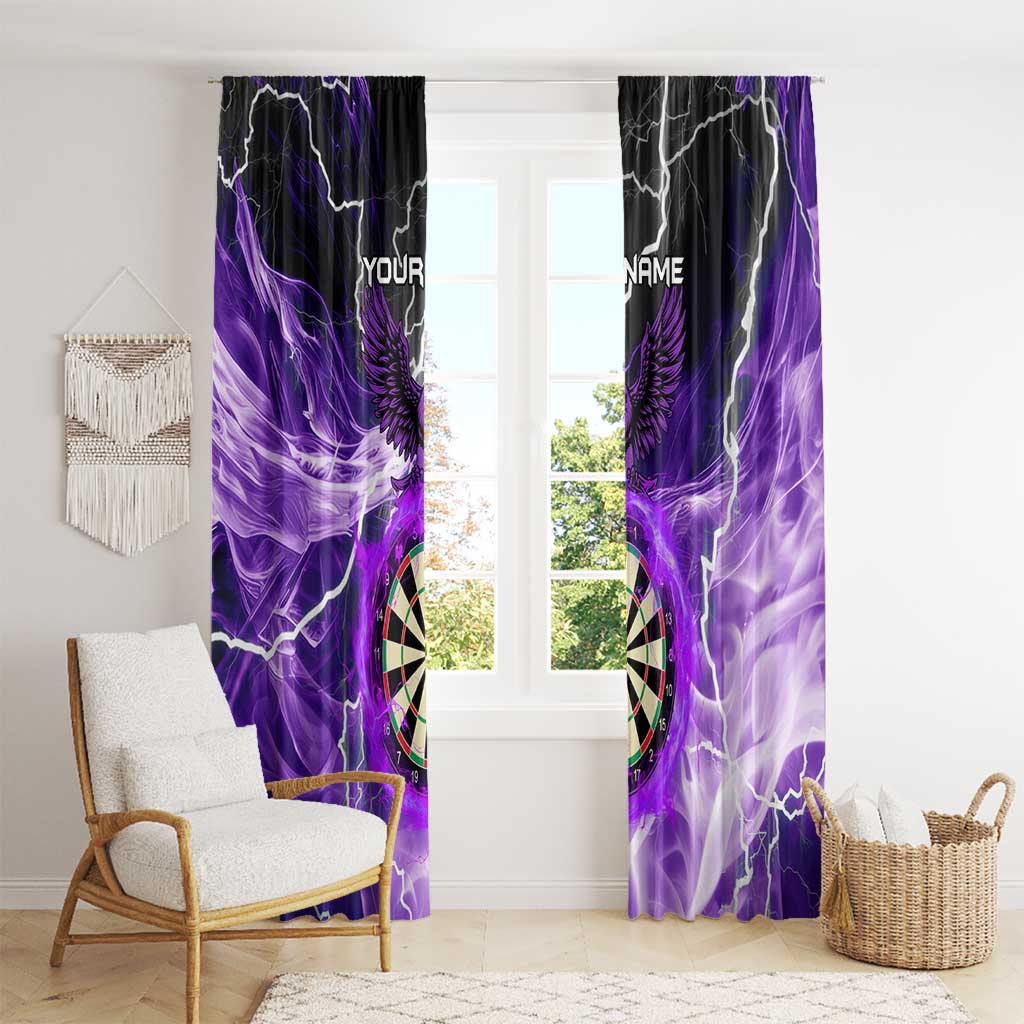 Personalized Purple Lightning Darts Board Window Curtain with Owl Graphic - Wonder Print Shop