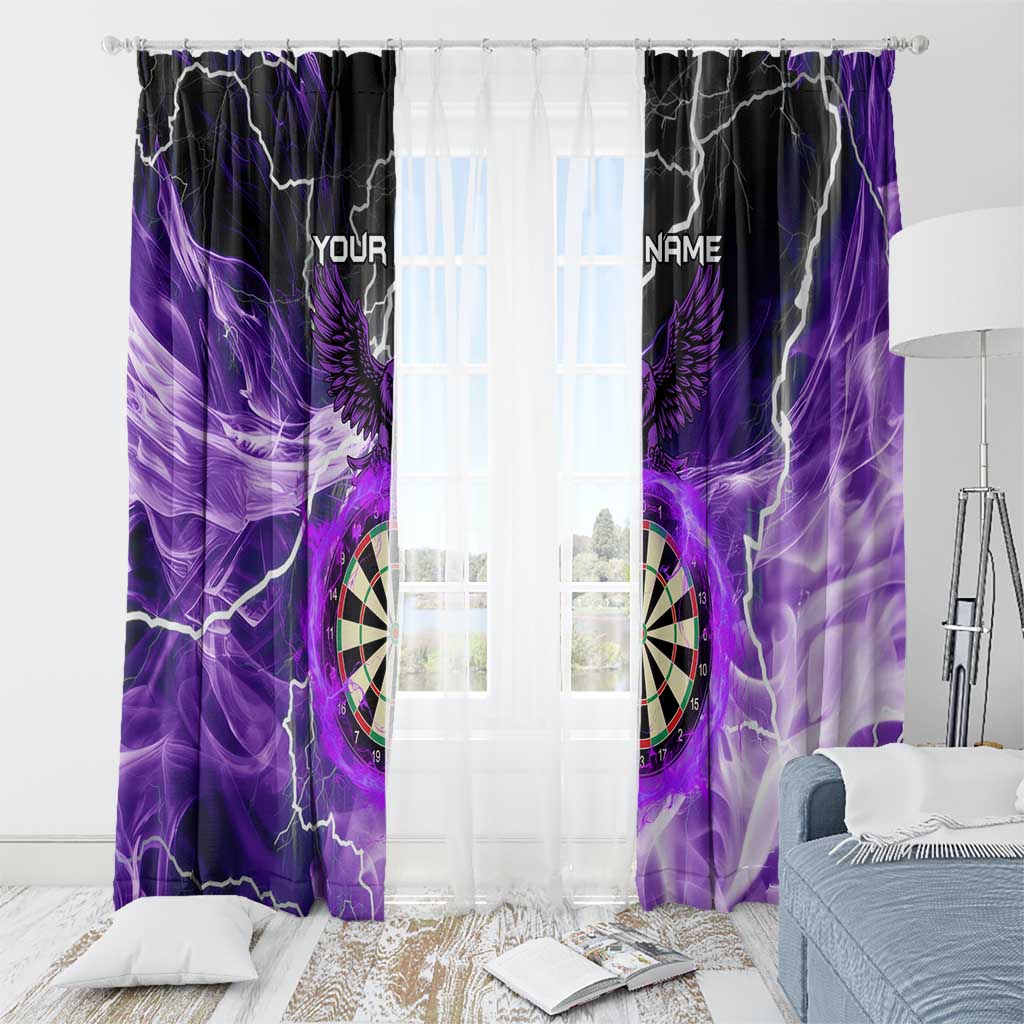 Personalized Purple Lightning Darts Board Window Curtain with Owl Graphic - Wonder Print Shop