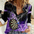Personalized Purple Lightning Darts Board Women Casual Shirt with Owl Graphic - Wonder Print Shop