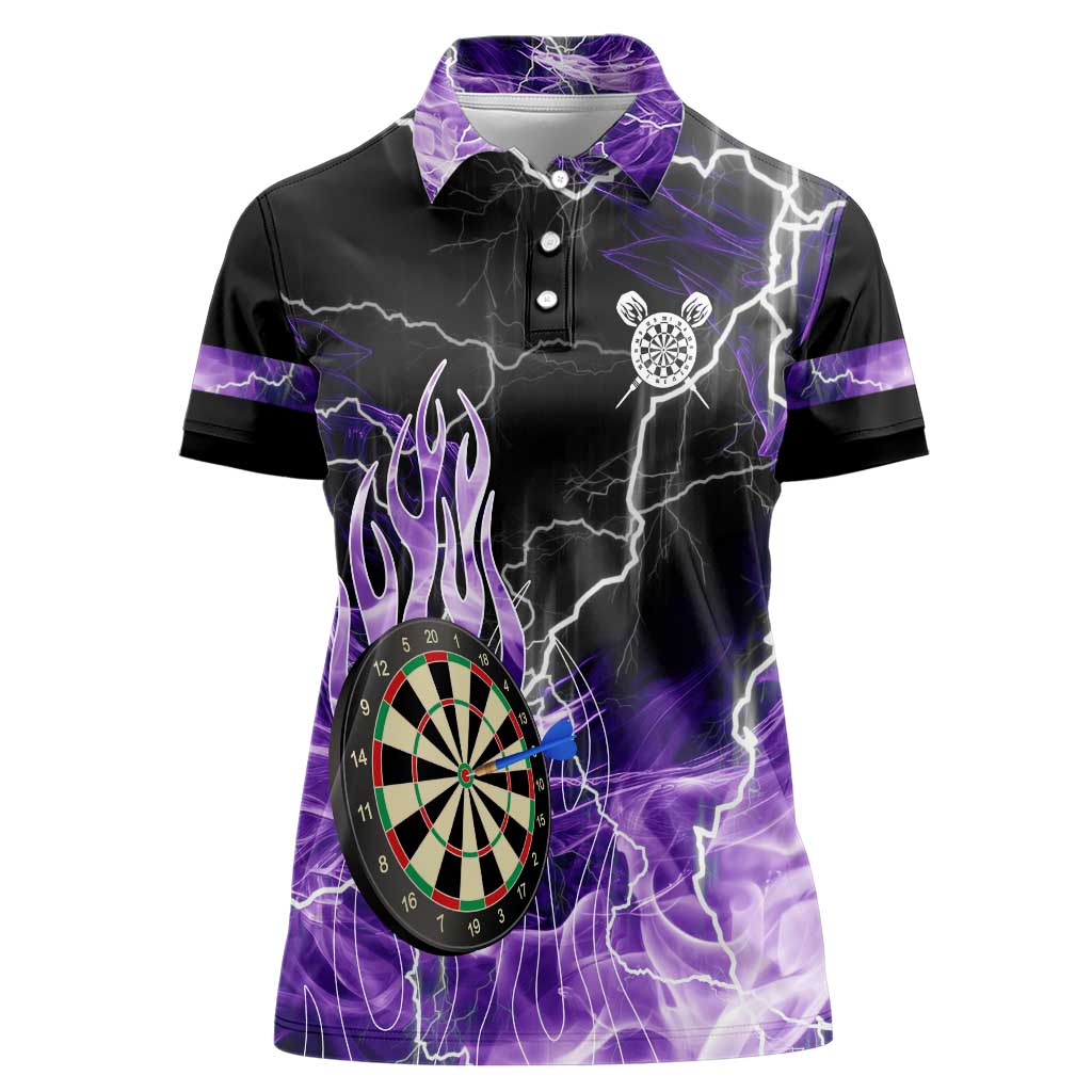 Personalized Purple Lightning Darts Board Women Polo Shirt with Owl Graphic - Wonder Print Shop
