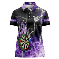 Personalized Purple Lightning Darts Board Women Polo Shirt with Owl Graphic - Wonder Print Shop