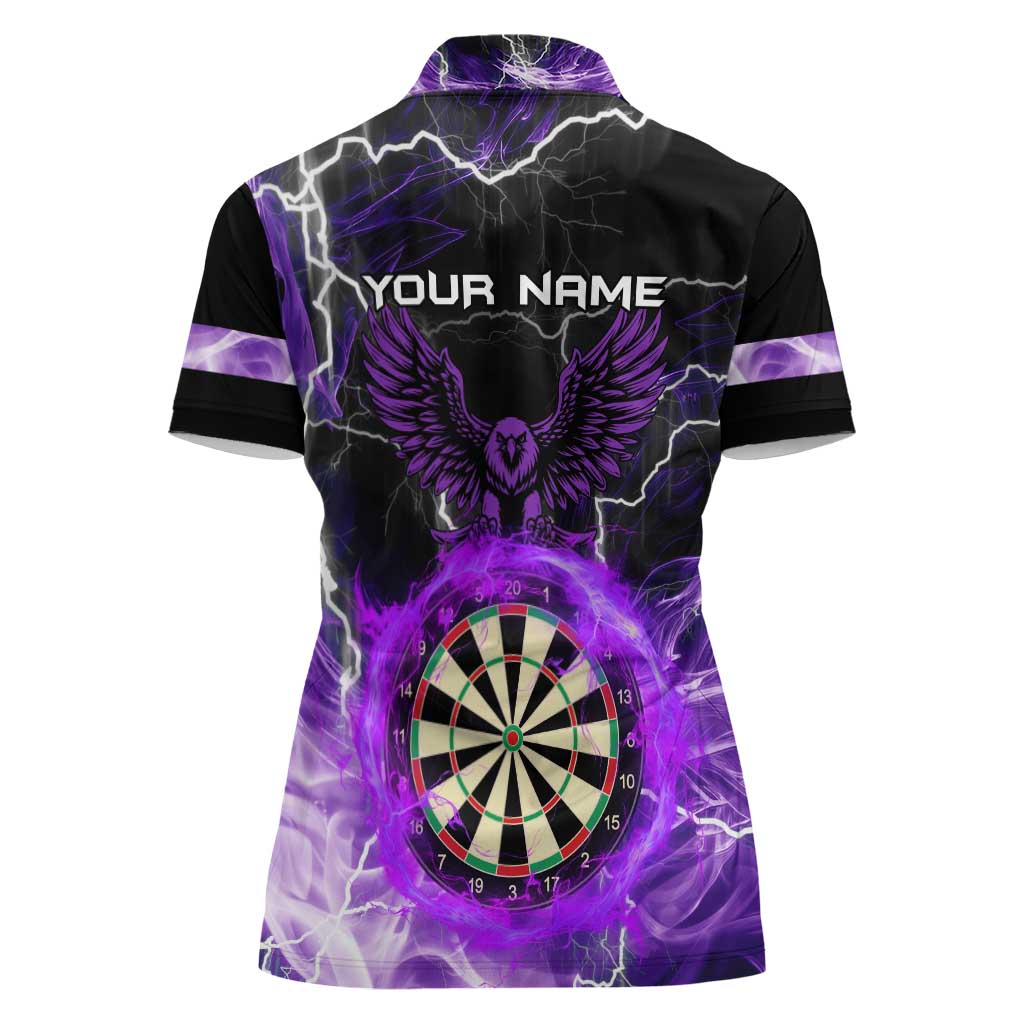 Personalized Purple Lightning Darts Board Women Polo Shirt with Owl Graphic - Wonder Print Shop