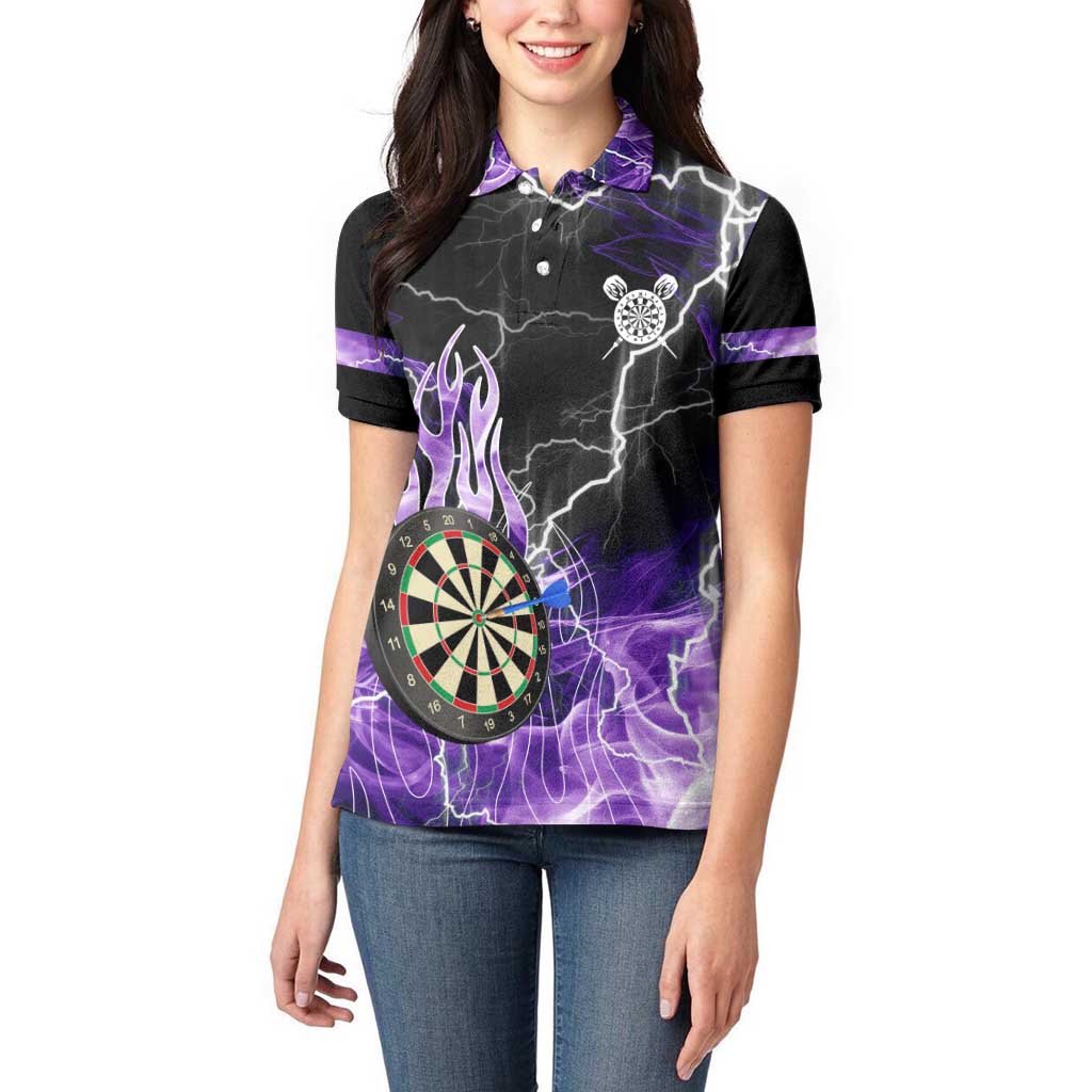 Personalized Purple Lightning Darts Board Women Polo Shirt with Owl Graphic - Wonder Print Shop