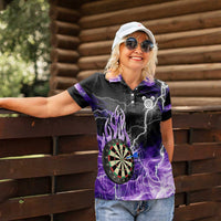 Personalized Purple Lightning Darts Board Women Polo Shirt with Owl Graphic - Wonder Print Shop