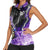 Personalized Purple Lightning Darts Board Women Sleeveless Polo Shirt with Owl Graphic - Wonder Print Shop