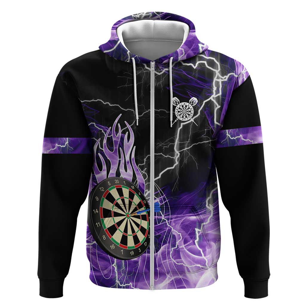 Personalized Purple Lightning Darts Board Zip Hoodie with Owl Graphic - Wonder Print Shop
