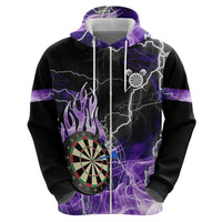 Personalized Purple Lightning Darts Board Zip Hoodie with Owl Graphic - Wonder Print Shop