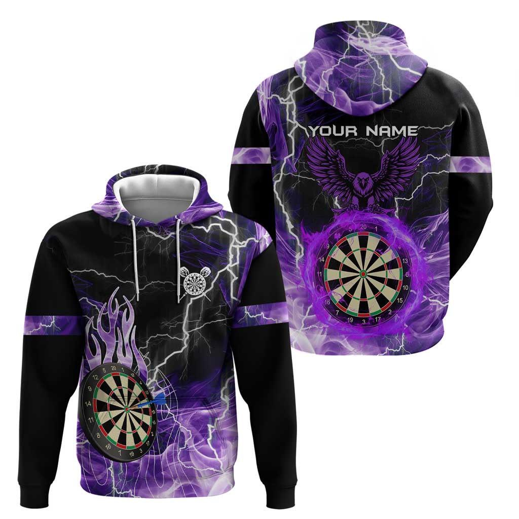 Personalized Purple Lightning Darts Board Zip Hoodie with Owl Graphic - Wonder Print Shop