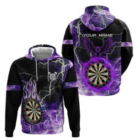 Personalized Purple Lightning Darts Board Zip Hoodie with Owl Graphic - Wonder Print Shop