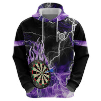 Personalized Purple Lightning Darts Board Zip Hoodie with Owl Graphic - Wonder Print Shop