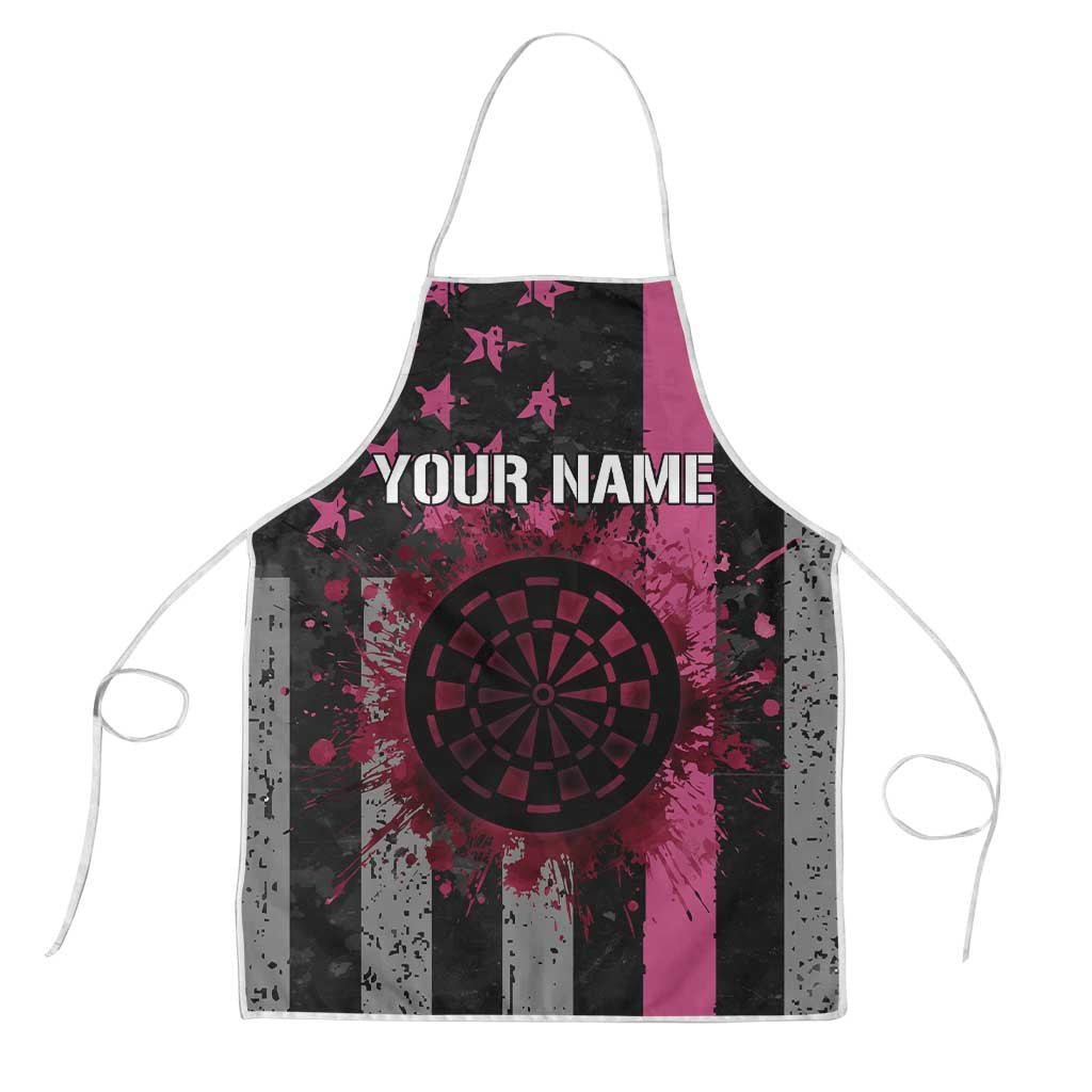 Personalized Pink Ribbon and American Flag Darts Apron - Wonder Print Shop