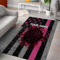 Personalized Pink Ribbon and American Flag Darts Area Rug - Wonder Print Shop