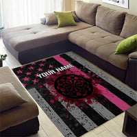 Personalized Pink Ribbon and American Flag Darts Area Rug - Wonder Print Shop