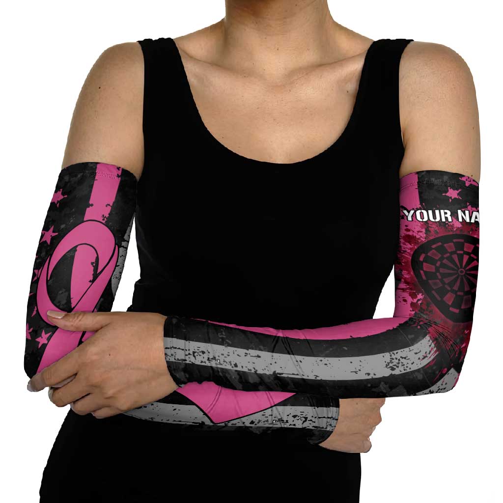Personalized Pink Ribbon and American Flag Darts Arm Sleeves - Wonder Print Shop