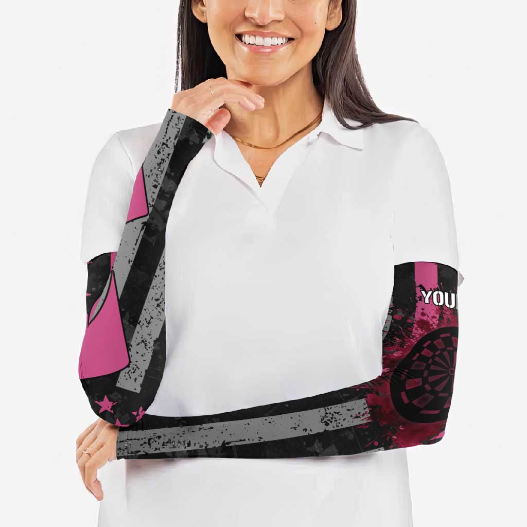 Personalized Pink Ribbon and American Flag Darts Arm Sleeves - Wonder Print Shop
