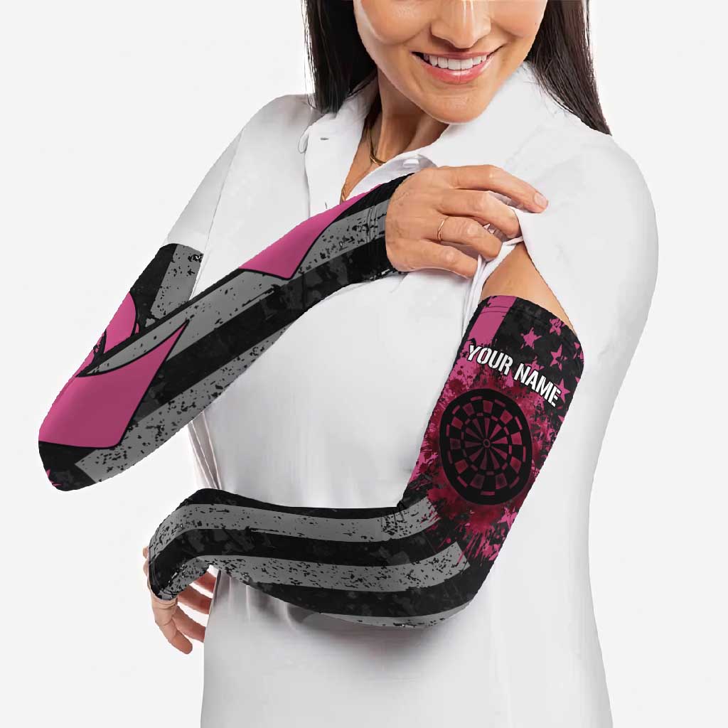 Personalized Pink Ribbon and American Flag Darts Arm Sleeves - Wonder Print Shop