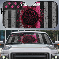 Personalized Pink Ribbon and American Flag Darts Auto Sun Shade - Wonder Print Shop