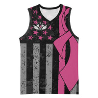 Personalized Pink Ribbon and American Flag Darts Basketball Jersey - Wonder Print Shop