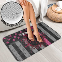Personalized Pink Ribbon and American Flag Darts Bathroom Set - Wonder Print Shop