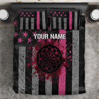 Personalized Pink Ribbon and American Flag Darts Bedding Set - Wonder Print Shop