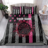 Personalized Pink Ribbon and American Flag Darts Bedding Set - Wonder Print Shop