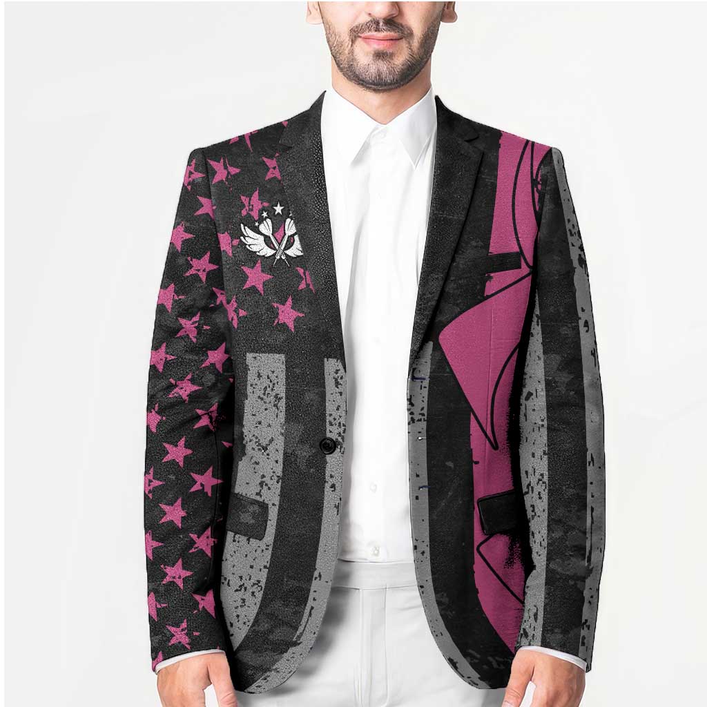 Personalized Pink Ribbon and American Flag Darts Blazer - Wonder Print Shop