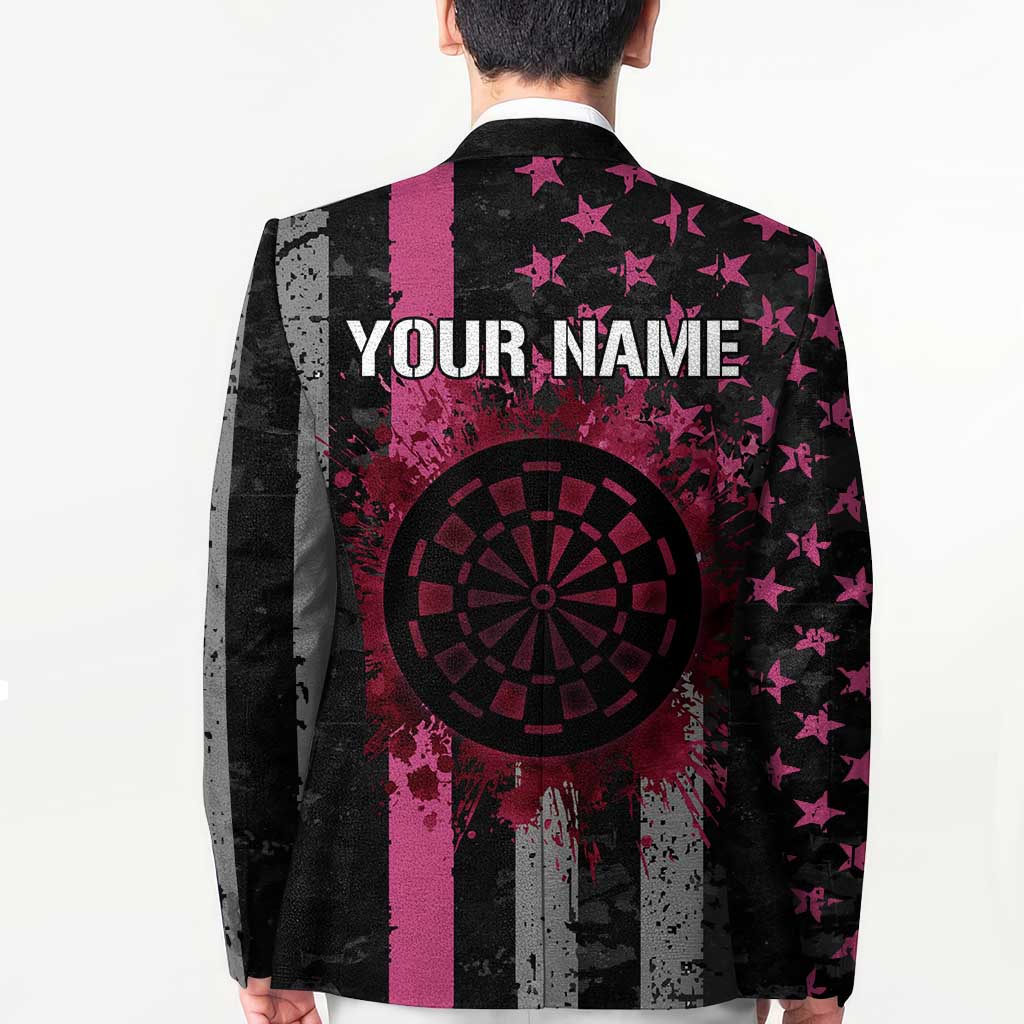 Personalized Pink Ribbon and American Flag Darts Blazer - Wonder Print Shop