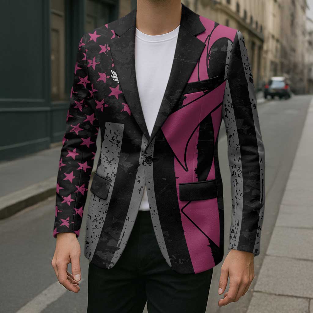 Personalized Pink Ribbon and American Flag Darts Blazer - Wonder Print Shop
