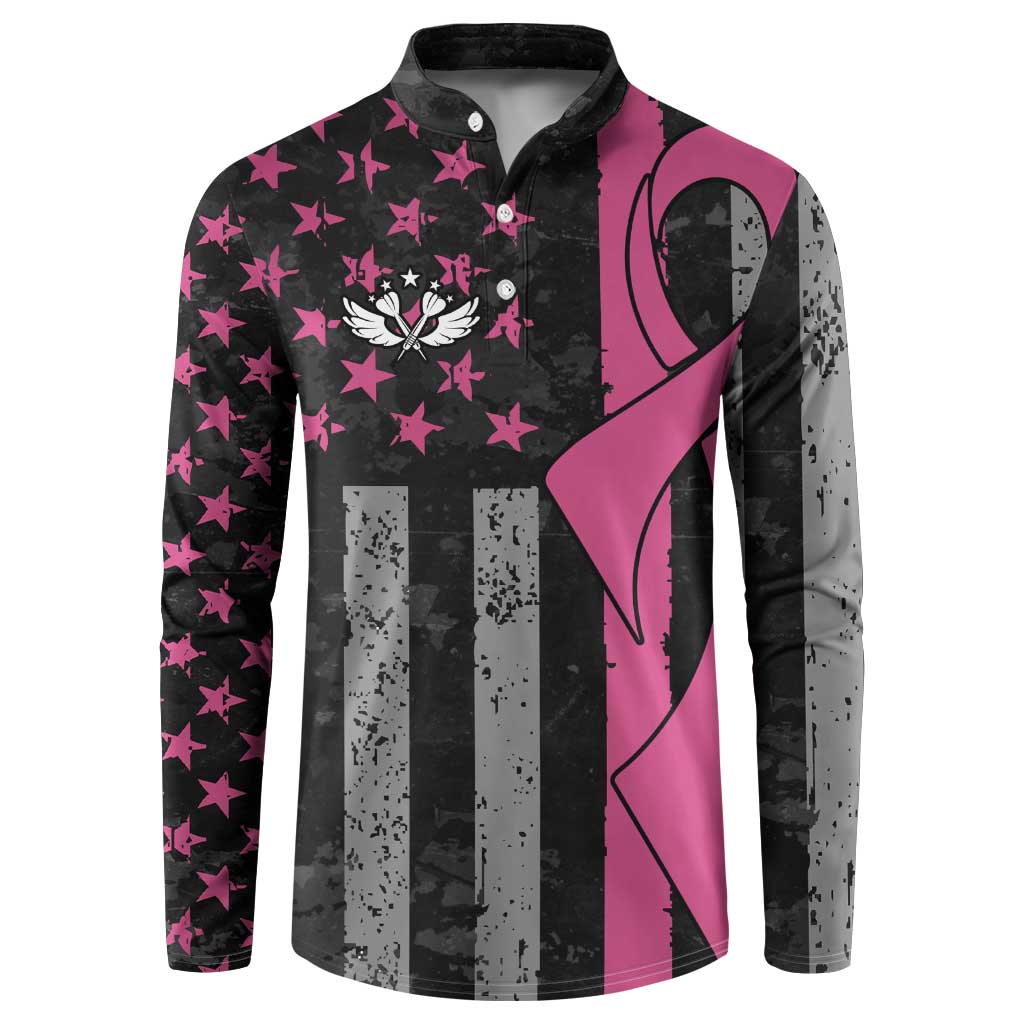 Personalized Pink Ribbon and American Flag Darts Button Sweatshirt - Wonder Print Shop