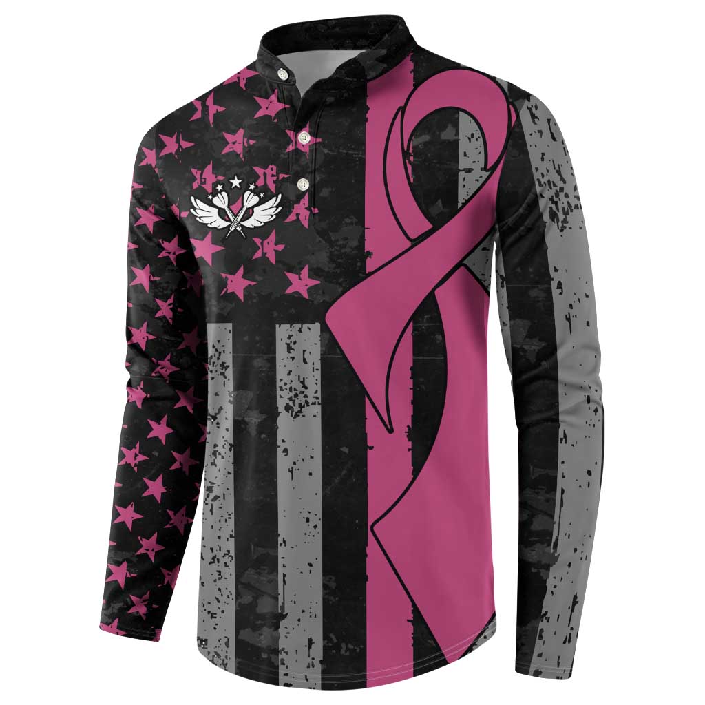 Personalized Pink Ribbon and American Flag Darts Button Sweatshirt - Wonder Print Shop