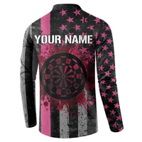 Personalized Pink Ribbon and American Flag Darts Button Sweatshirt - Wonder Print Shop