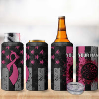 Personalized Pink Ribbon and American Flag Darts 4 in 1 Can Cooler Tumbler - Wonder Print Shop