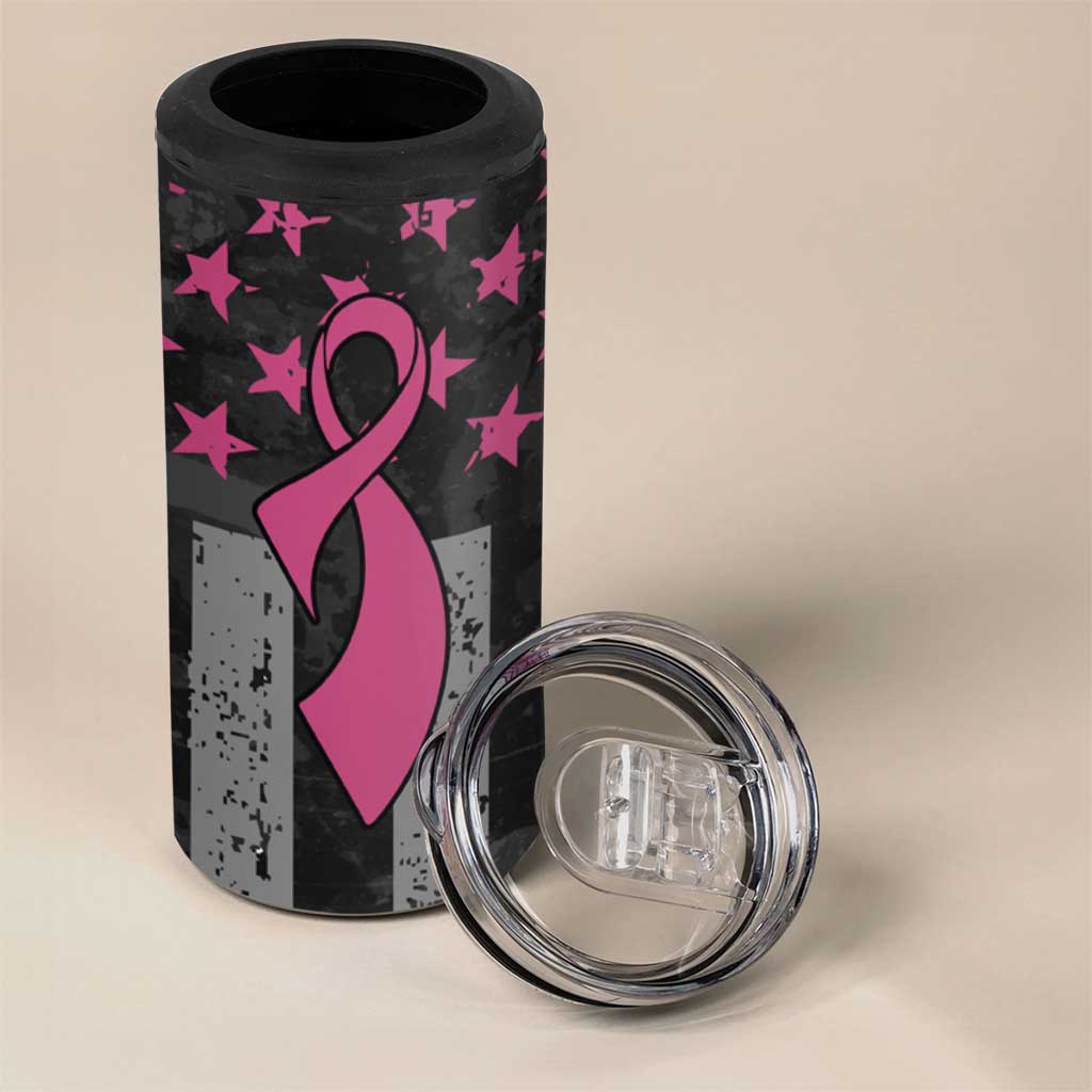 Personalized Pink Ribbon and American Flag Darts 4 in 1 Can Cooler Tumbler - Wonder Print Shop