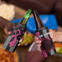 Personalized Pink Ribbon and American Flag Darts 4 in 1 Can Cooler Tumbler - Wonder Print Shop