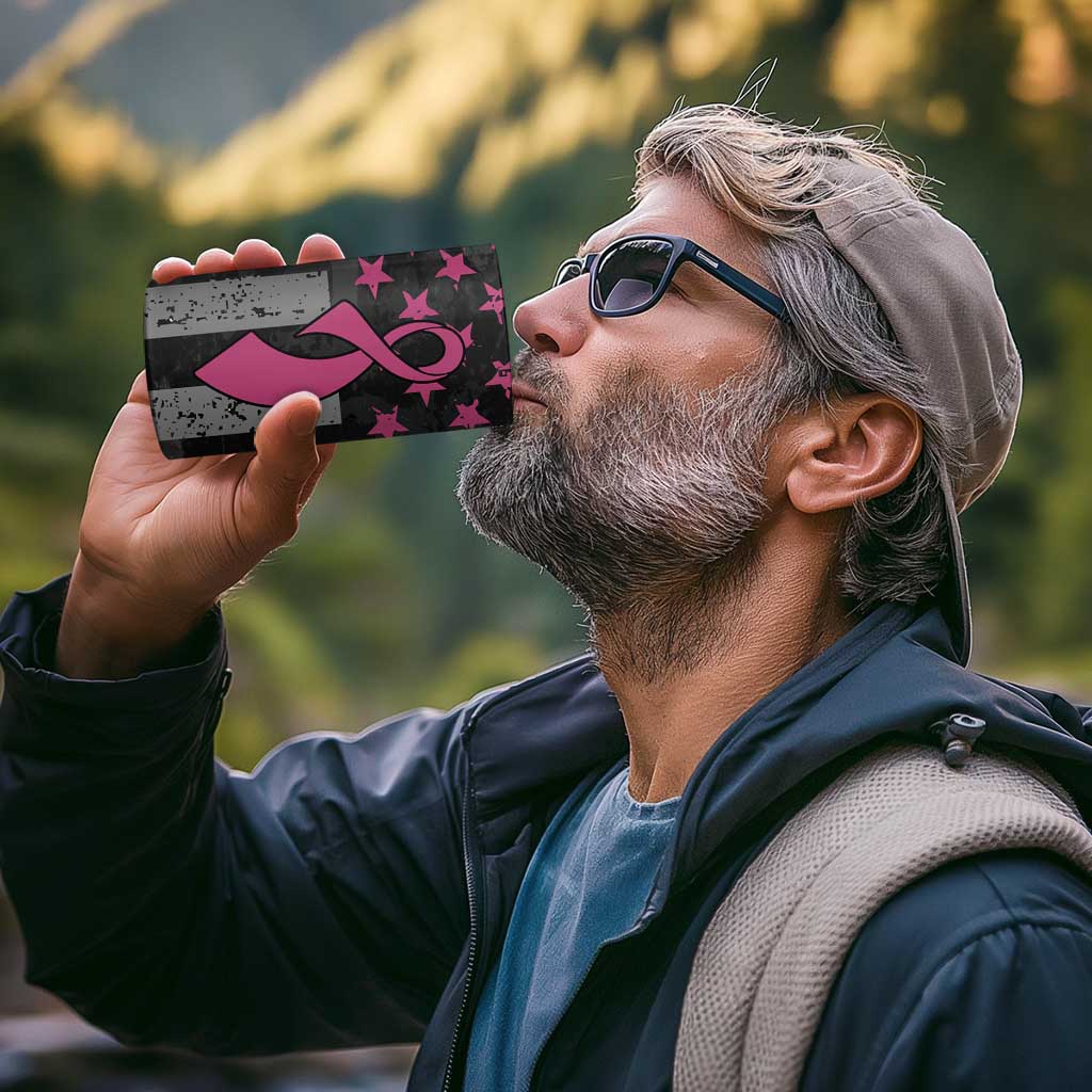 Personalized Pink Ribbon and American Flag Darts 4 in 1 Can Cooler Tumbler - Wonder Print Shop