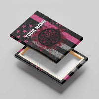 Personalized Pink Ribbon and American Flag Darts Canvas Wall Art - Wonder Print Shop